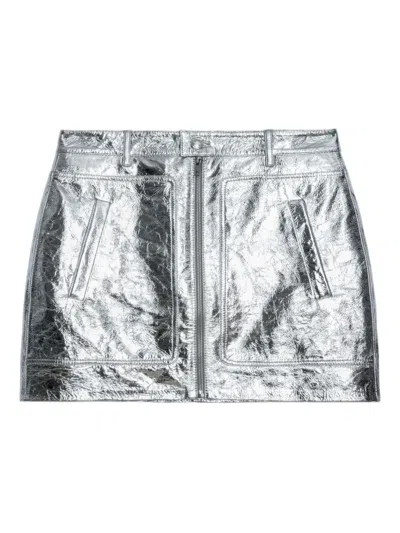 Zadig & Voltaire John Zip Mini Skirt In Silver