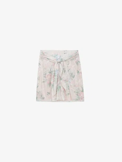 Zadig & Voltaire Joji Jac Chaines Faded Silk Skirt In Neutral