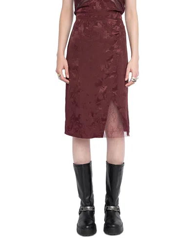 Zadig & Voltaire Julen Silk Skirt In Burgundy