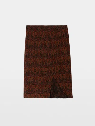 Zadig & Voltaire Womens Black Julen Paisley-print Lace-embroidered Satin Midi Skirt In Brown
