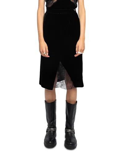 Zadig & Voltaire Julen Velvet Skirt In Black