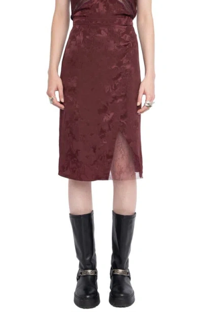 Zadig & Voltaire Julien Horse Print Jacquard Silk Skirt In Burgundy