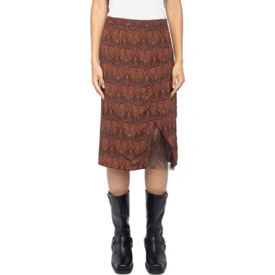 Zadig & Voltaire Julien Soft Paisley Pencil Skirt In Brown