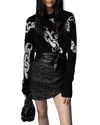 Zadig & Voltaire Julipe Asymmetric Crinkled Leather Mini Skirt In Noir