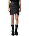 Zadig & Voltaire Julipe Cuir Froisse Leather Skirt In Black