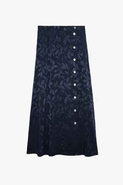 Zadig & Voltaire June Silk Jacquard Skirt In Blue