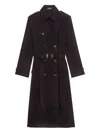 Zadig & Voltaire Womens Dark Chocolate Kenar Double-breasted Cotton Trench Coat In Blue