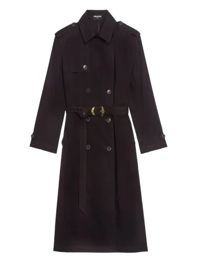 Zadig & Voltaire Kenar Double-breasted Belted Trench Coat In Blue