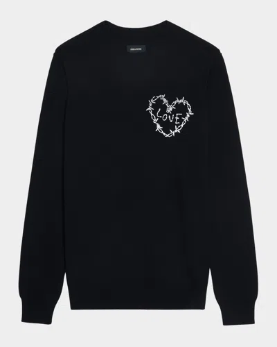 Zadig & Voltaire Kendy Heart Embroidered Sweater In Black