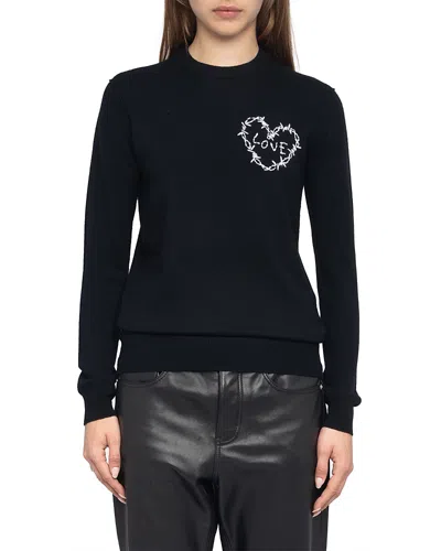 ZADIG & VOLTAIRE KENDY LC HEART EMBROIDERED SWEATER