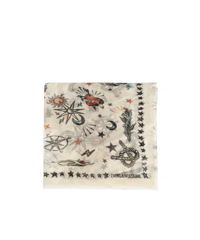 Zadig & Voltaire Kerry Tattoo-print Scarf In Multi