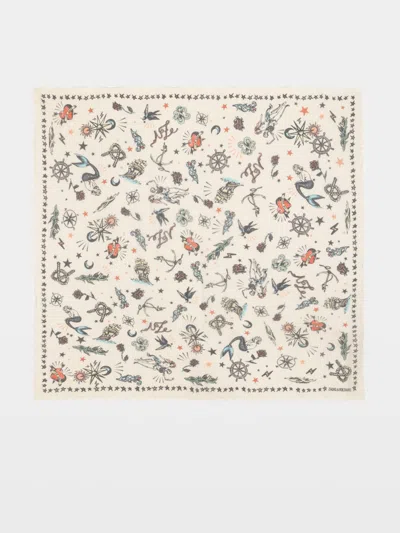 Zadig & Voltaire Kerry Tattoo Scarf 135 In Neutral