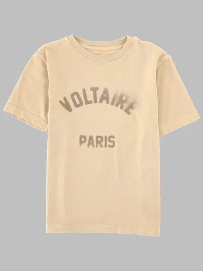 Zadig & Voltaire Kids 100% Cotton Mini Tee Shirt In Brown