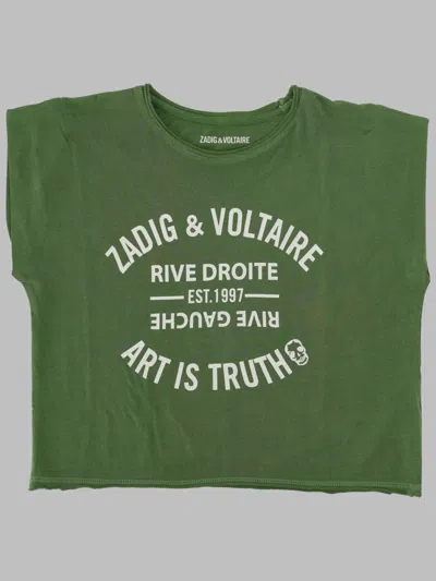 Zadig & Voltaire Kids 100% Cotton T-shirt In Green