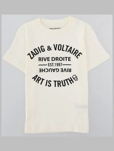 Zadig & Voltaire Kids Unisex 100% Cotton T-shirt In Powder