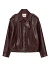 Zadig & Voltaire Kimo Button Leather Jacket In Brown