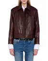 Zadig & Voltaire Kimo Button Leather Jacket In Burgundy
