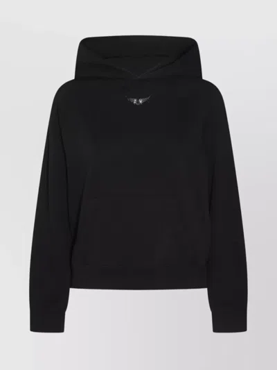 Zadig & Voltaire Knitwear Hooded Sweatshirt Front Pocket In Black