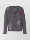 Zadig & Voltaire Mirkaz West Graph Embroidered Cashmere Cardigan In Gray
