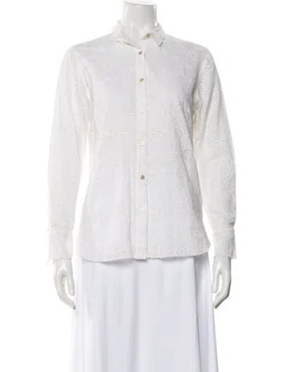 Pre-owned Zadig & Voltaire Lace Pattern Long Sleeve Blouse In Neutral