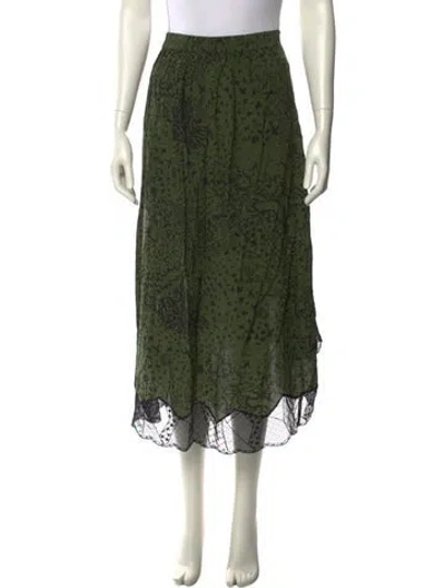 Pre-owned Zadig & Voltaire Lace Pattern Midi Length Skirt In Green