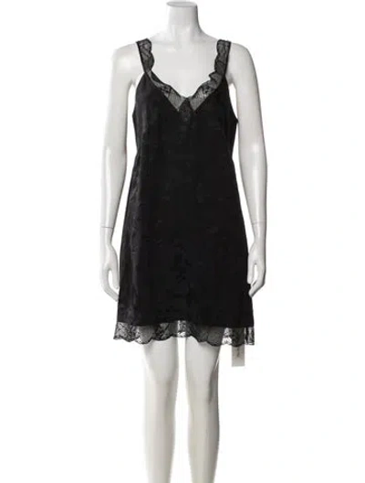 Pre-owned Zadig & Voltaire Lace Pattern Mini Dress In Black