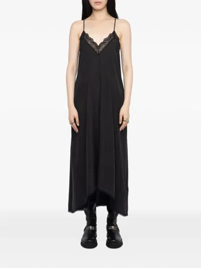 Zadig & Voltaire Lace-trim Midi Dress In Black