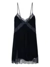 Zadig & Voltaire Womens Encre Rishi French-lace Trimmed Velvet Blend Mini Dress Xs In Black