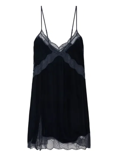 Zadig & Voltaire Womens Encre Rishi French-lace Trimmed Velvet Blend Mini Dress Xs In Animal Print