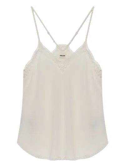 Zadig & Voltaire Lace-trimmed Tank Top In Neutral