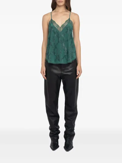 ZADIG & VOLTAIRE LACE-TRIMMED TOP
