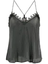 Zadig & Voltaire Lace-up Satin Top In Grey