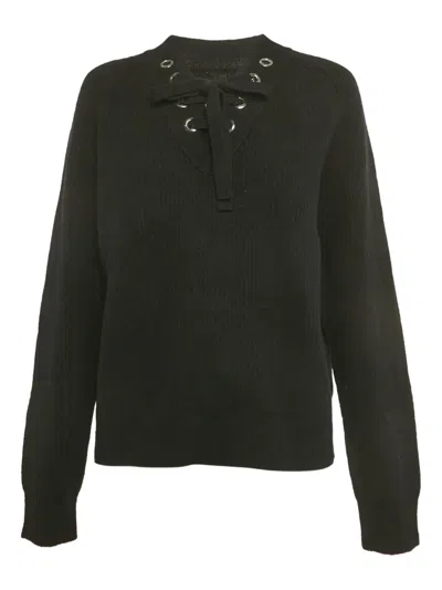 Pre-owned Zadig & Voltaire Lace-up Sweatshirt In Black