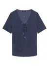 Zadig & Voltaire Terzo Jacquard Satin Lace-up Top In Blue