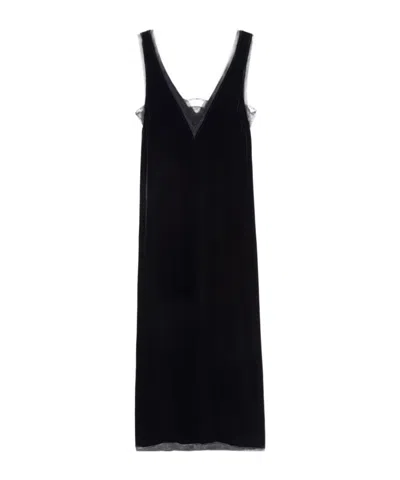 Zadig & Voltaire Lace-trimmed Slip Midi Dress In Black