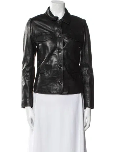 Pre-owned Zadig & Voltaire Lamb Leather Biker Jacket In Black