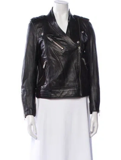 Pre-owned Zadig & Voltaire Lamb Leather Biker Jacket In Black