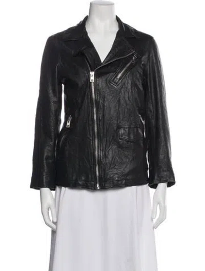 Pre-owned Zadig & Voltaire Lamb Leather Biker Jacket In Black
