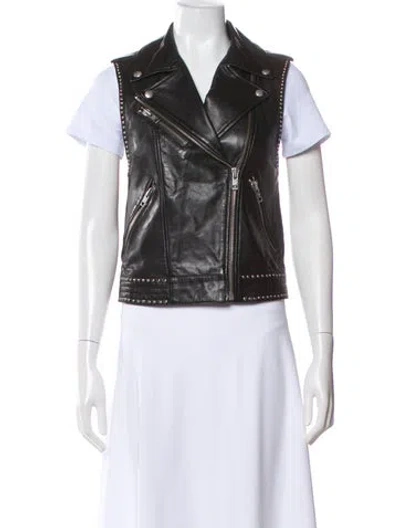 Pre-owned Zadig & Voltaire Lamb Leather Biker Jacket In Black