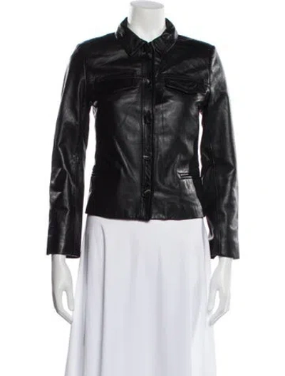 Pre-owned Zadig & Voltaire Lamb Leather Biker Jacket In Black