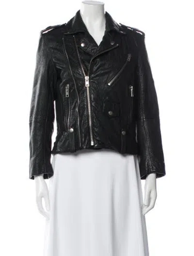 Pre-owned Zadig & Voltaire Lamb Leather Biker Jacket In Black