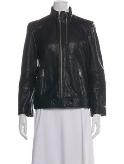 Pre-owned Zadig & Voltaire Lamb Leather Biker Jacket In Black
