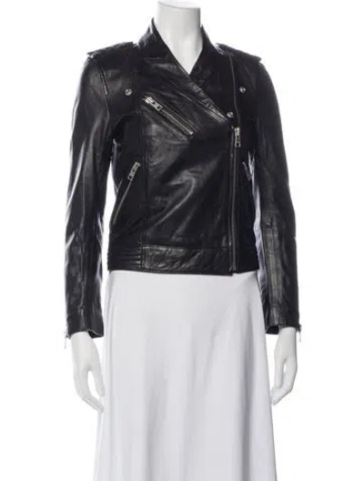 Pre-owned Zadig & Voltaire Lamb Leather Biker Jacket In Black