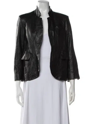 Pre-owned Zadig & Voltaire Lamb Leather Biker Jacket In Black