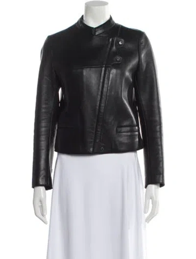 Pre-owned Zadig & Voltaire Lamb Leather Biker Jacket In Gray