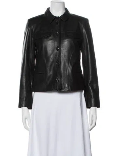 Pre-owned Zadig & Voltaire Lamb Leather Biker Jacket In Gray