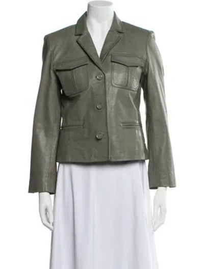 Pre-owned Zadig & Voltaire Lamb Leather Biker Jacket In Green