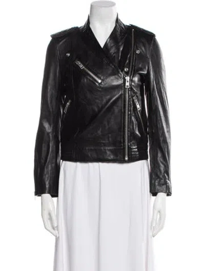 Pre-owned Zadig & Voltaire Lamb Leather Biker Jacket W/ Tags In Black