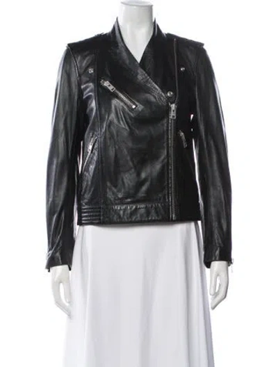 Pre-owned Zadig & Voltaire Lamb Leather Biker Jacket W/ Tags In Black