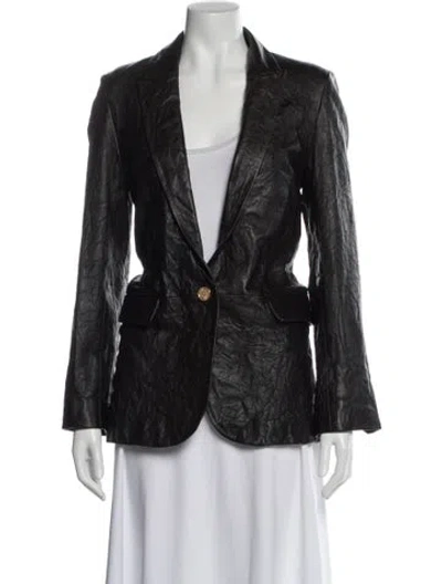Pre-owned Zadig & Voltaire Lamb Leather Blazer In Black